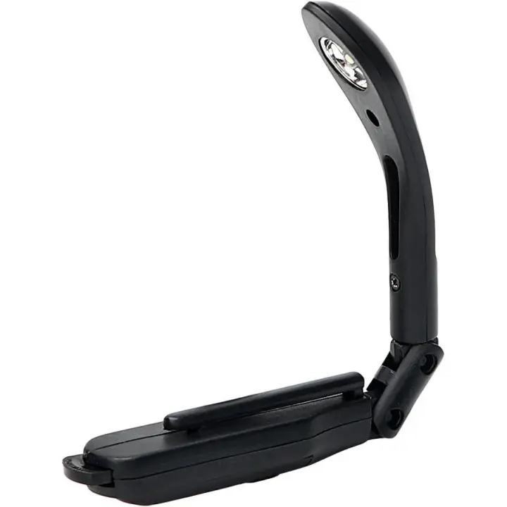 Luz de lectura de libros con clip ajustable y batería plegable (negra) - 1