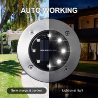 Luces solares para jardín, 8 LED, paquete de 4 luces de piso, luces exteriores blancas cálidas impermeables IP65 - details 1