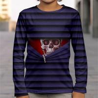 Camiseta De Halloween Con Ilusión Optica De Ojo Grande Para Niños Y Adolescentes Hombres Estilo Activo Material De Poliéster Talla Grande Para Unisex - details 4