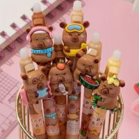 Set De 6 Bolígrafos Gel Retráctiles De Capybara Lindo Punto Medio 0.5mm Plástico Para Estudiantes Trabajadores De La Oficina Amantes De Los Animales - details 1