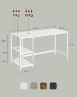 Escritorio Moderno con 2 Estantes Ajustables Izquierda o Derecha, Mesa de Trabajo para Salón y Oficina, Estructura de Acero, Blanco o Negro, 140x60x90 cm - details 5