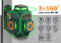 CIGMAN CM-701SE Nivel láser de 12 líneas 3x360°, Autonivelante, Línea Cruzada Verde 3D, con Control Remoto y Soporte Magnético en Forma de "L", Distancia de Trabajo de hasta 50m, Resistente al Agua y al Polvo IP54 - details 0
