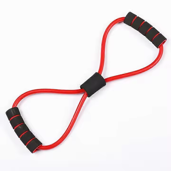 Banda de resistencia de 8 brazos, expansor de pecho, yoga gimnasio fitness tira cuerda figura 8 entrenamiento elástico tubo de entrenamiento muscular (20 lb rojo) - 1