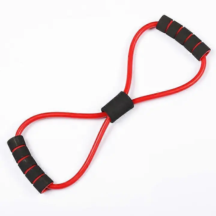 Banda de resistencia de 8 brazos, expansor de pecho, yoga gimnasio fitness tira cuerda figura 8 entrenamiento elástico tubo de entrenamiento muscular (20 lb rojo) - 1