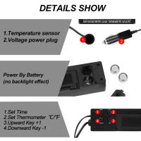 Termómetro Digital LCD Para Coche DC 12V Con Cable De Probedor De 1.5M Sensor De Temperatura Impermeable Para Interior Y Exterior - details 5