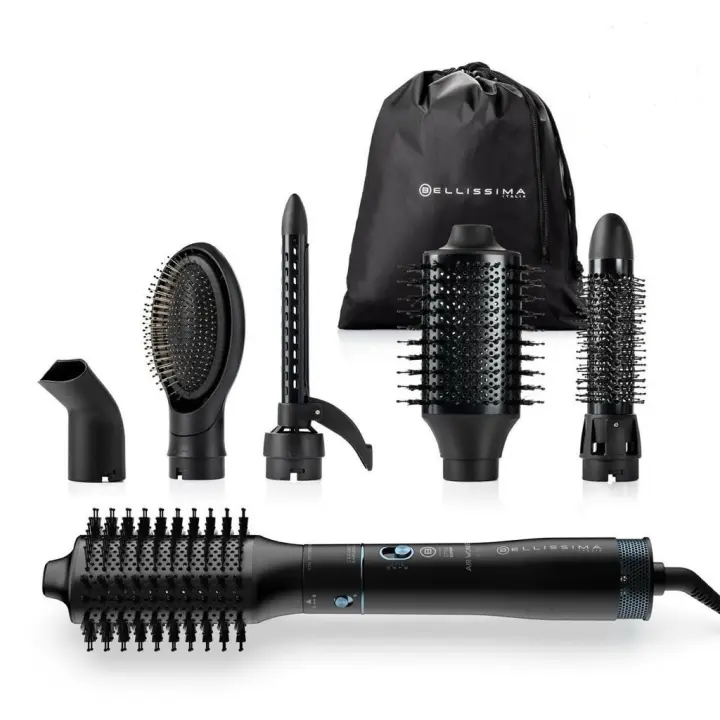 Bellissima Air Wonder Style Expert - Cepillo de Aire Caliente 8 en 1, Tecnología Iónica Antiencrespamiento, Revestimiento de Cerámica y Queratina, 1000W, Volumen y Secado Rápido - 1