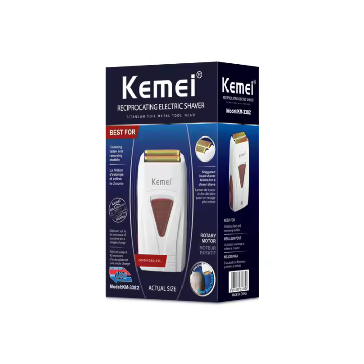 Maquinilla de afeitar Kemei KM-3382 lavable con cuchilla recíproca, doble uso en seco y húmedo, para peluquería y blanqueamiento. - 1