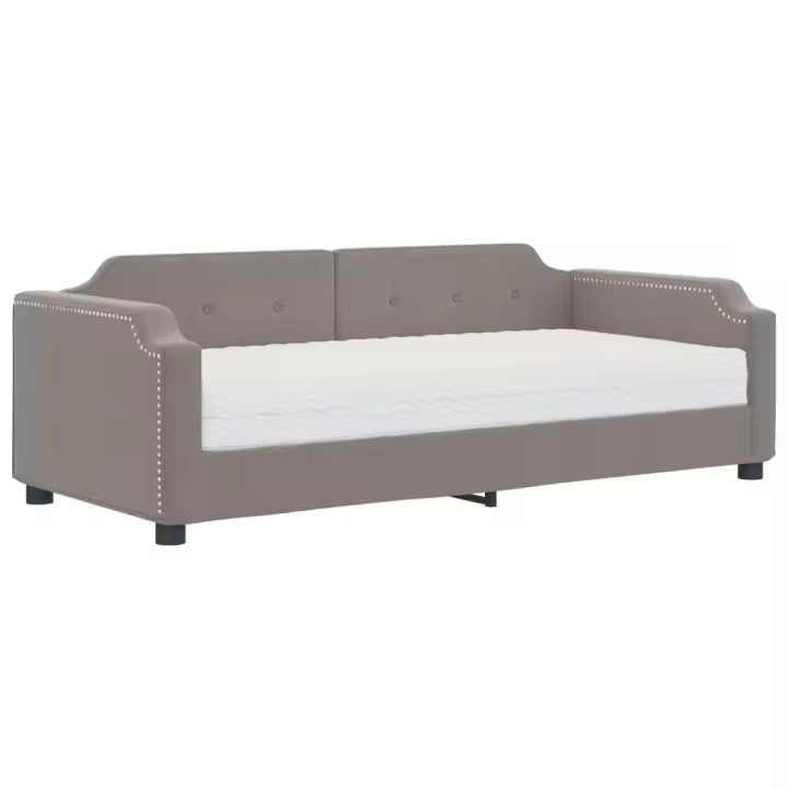 vidaXL Sofá cama con colchón tela gris taupe 100x200 cm - 1