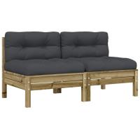vidaXL Sofás jardín cojines sin reposabrazos 2 uds madera cera Marrón pino, Douglas natural, Impregnado natural Conjunto Terraza Muebles Jardín Exterior Juego de Muebles de jardín Mueble Jardín Exterior Muebles de Salon Exterior - details 2