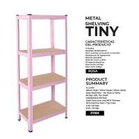 Ociodual Estanteria Metalica Tiny Rosa, Estante Ideal para Hogar, Estanterias Trastero, Muebles, Oficina, Estanterias Almacenaje Divisible, Sin Tornillos, 240kg, 4 Baldas MDF, 150x60x30cm - details 8