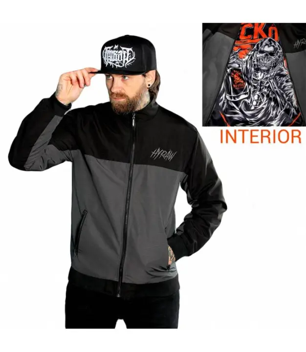 Chaqueta Cortavientos Negro y Gris Hombre Dark Shadow Cremallera Interior Diseño HYRAW SP24-M23 - 1