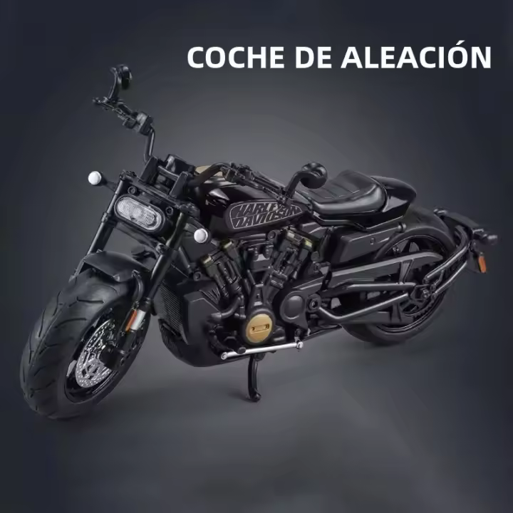 Modelo De Motocicleta De Escala 1:12 Sportster S De Aleación De Metal Con Absorción De Choque Y Luz Giratoria Para Niños Regalo - 1