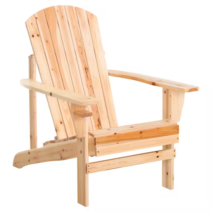 Outsunny Silla Adirondack de Madera Silla de Jardín con Reposabrazos y Respaldo Alto para Terraza Balcón Exterior 72,5x97x93 cm - 1