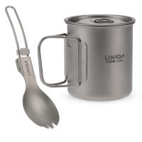 Lixada Juego De Cocina Ultraligero De Titanio 300ml/350ml/420ml/550ml/650ml/750ml Con Cuchara Plegable Para Camping Incluye Vaso Y Comedor - details 54