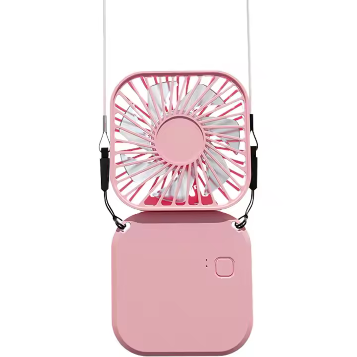 Mini ventilador de mano, recargable por USB, portátil, eléctrico, plegable, de 3 velocidades, con cordón (rosa) - 1