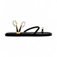 Sandalias Planas de Mujer con Punta Cuadrada, Tira Dedo y Pulsera Tobillera Metálica en Dorado y Plateado, Diseño Minimalista y Elegante para Verano, Playa o Eventos Casuales - details 6