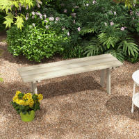 Outsunny Banco de Madera Banco de Jardín de 2 Plazas Carga 220 kg Banco de Exterior para Patio Terraza Piscina 130x38x45 cm Natural - details 1