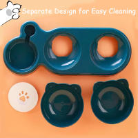 Tazas Para Gatos Triple Con Bebedero Automático 2 En 1 Diseño Inclinado Y Giratorio Para Perros Y Gatos Plástico Resistente - details 3