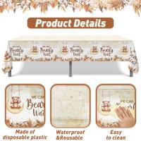 Mantel Desechable De Plástico Con Patrón De Oso Para Fiesta De Cumpleaños Temática De Oso Decoración Para Bebé Y Niños Mantel De Fiesta De Cumpleaños - details 2