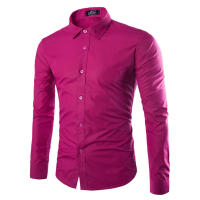 Camisa De Manga Larga Para Hombre En 14 Colores Solidos Estilo Casual Moda Candy Color Para Uso Diario Primavera Y Verano - details 14