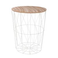 MIRAMAX-Mesa Auxiliar Moderna Con Tapa De Madera Extraíble, Mesitas De Café y Estructura De Metal Para Salón,Dormitorios Ø47x56cm - details 0