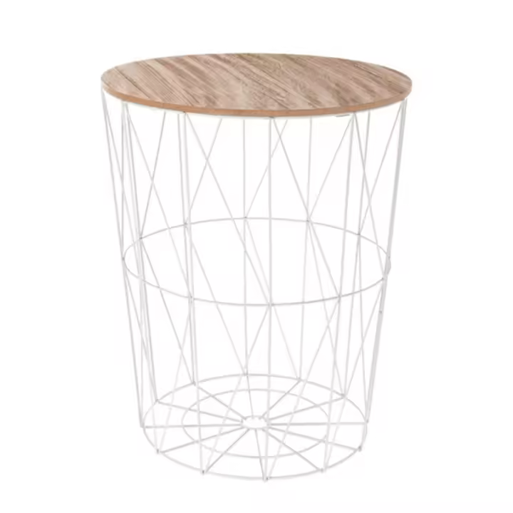 MIRAMAX-Mesa Auxiliar Moderna Con Tapa De Madera Extraíble, Mesitas De Café y Estructura De Metal Para Salón,Dormitorios Ø47x56cm - 1
