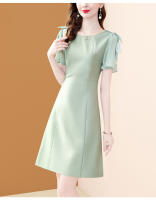 Vestido EVNISI Slim Oficina A-line Verano Mujer Elegante Verde Manga Corta Cuello O Casual Bodycon Fiesta Vestido Fairy - details 7