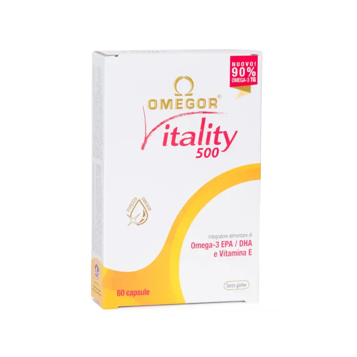 OMEGOR®¡Vitalidad 500 con 90% de Omega-3 TG! Certificado 5 Estrellas IFOS desde 2006. EPA 535 MG Y DHA 268 mg por 2 cápsulas. Estructura mín. 90% Triglycéridos y destilación molecular | 60 cápsulas - 1