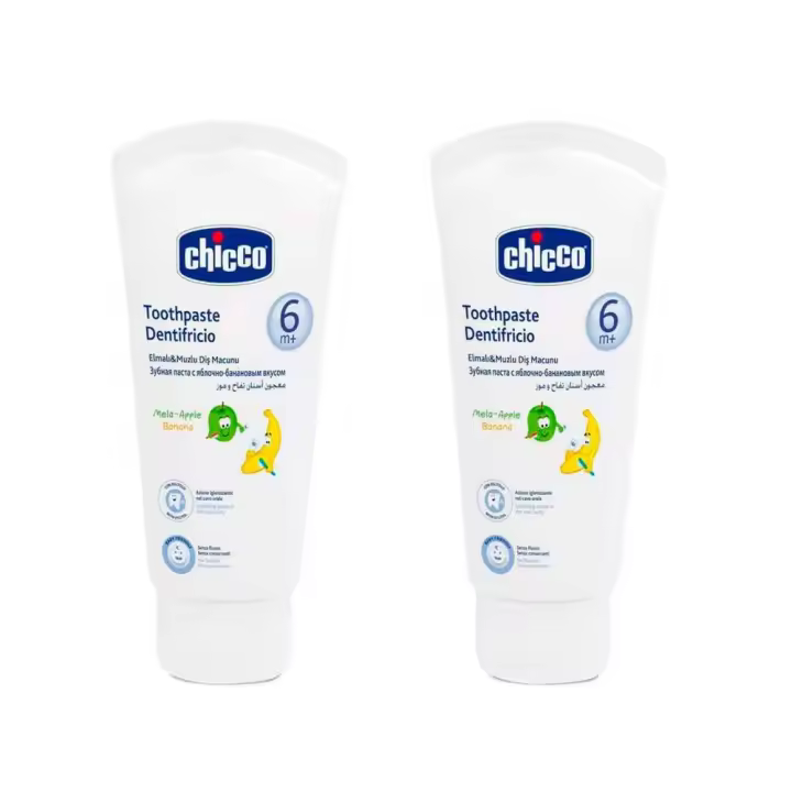 Duplo Chicco Crema Dental Manzana/Banana con Fluor 2 x 50 ml - 1