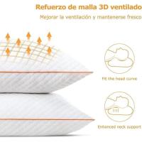 Almohada Transpirable Antialérgico para Hotel, Pack de 2 almohadas de firmeza media con fibra suave 3D + soporte de fibra 7D, almohadas suaves de fácil cuidado (42x70cm) (50x75cm) - details 1