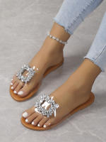 Sandalias De Mujer Con Lentejuelas Y Suela Gruesa Para Uso Versátil Y Exterior Flip Flops De Resina Con Diamantes - details 9