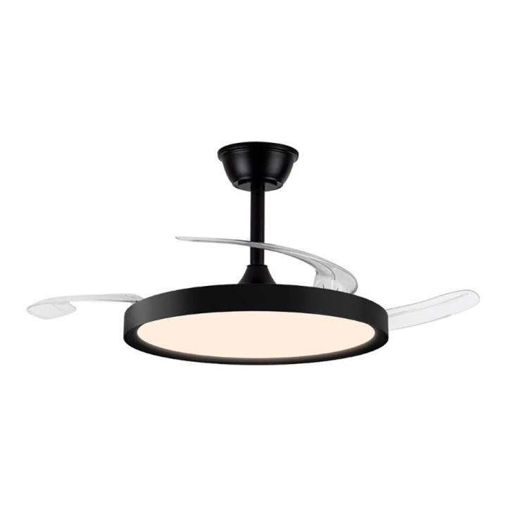 Ventilador de techo led 3cct aspas retráctiles polaris 43w 4430 lm negro — oferta en Miravia