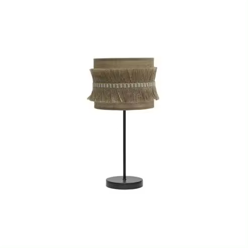 FABRILAMP Lámpara de Mesa Sobremesa Peq. Kala 1xe14 Negro/saco 43x17x17 Cm Con Flecos - Diseño Elegante - 1