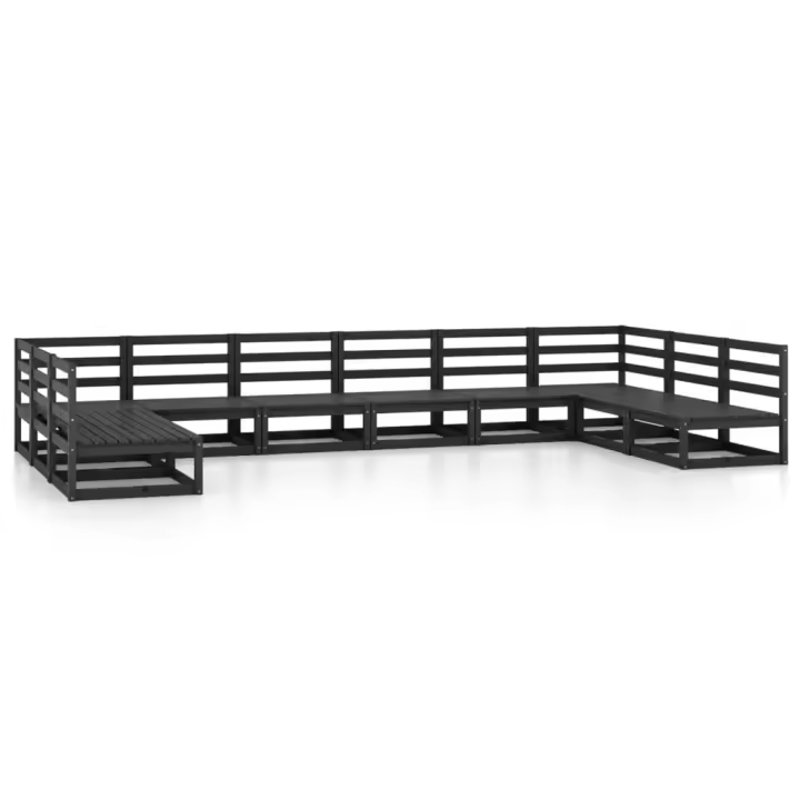 vidaXL Juego de muebles de jardín 10 piezas madera maciza de pino - 1