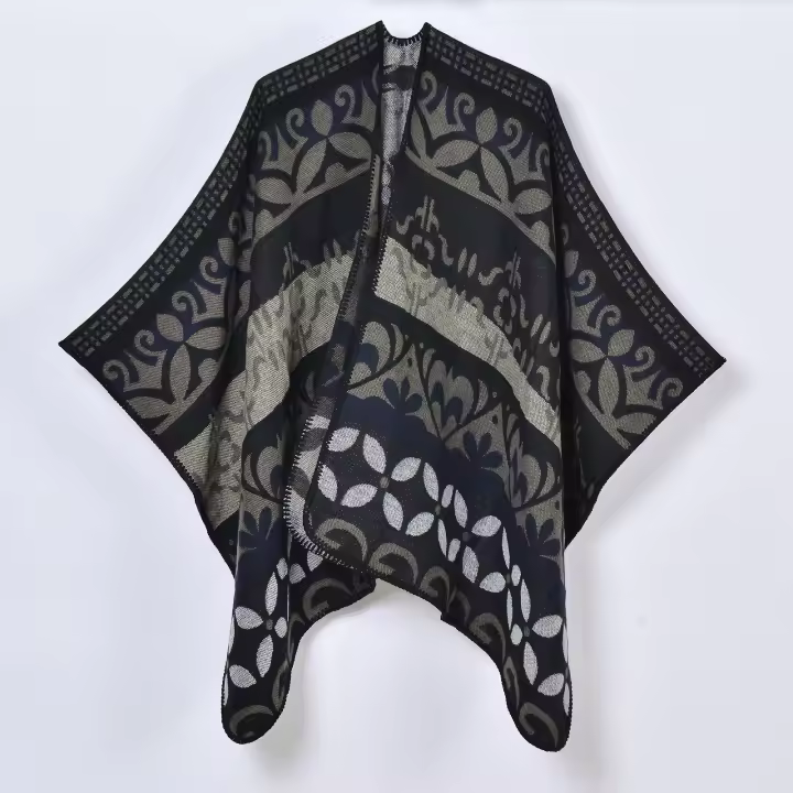 Nuevo estilo bufanda chal para mujer, cárdigan cálido de jacquard grueso moderno y simple para uso exterior - 1
