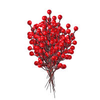 10/20 Piezas De Ranas Rojas Artificial 12 Brotes De Bayas Rojas Para Decoración De Árbol De Navidad Y Hogar Estilo Floral - details 2