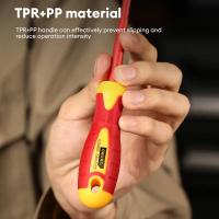 Deli 1pc Destornillador Aislado CR-V Con Puntas Magnéticas Para Electricista Herramientas De Reparación Portátiles Tipo De Cabeza De Destornillador: Phillips Y Slot - details 3