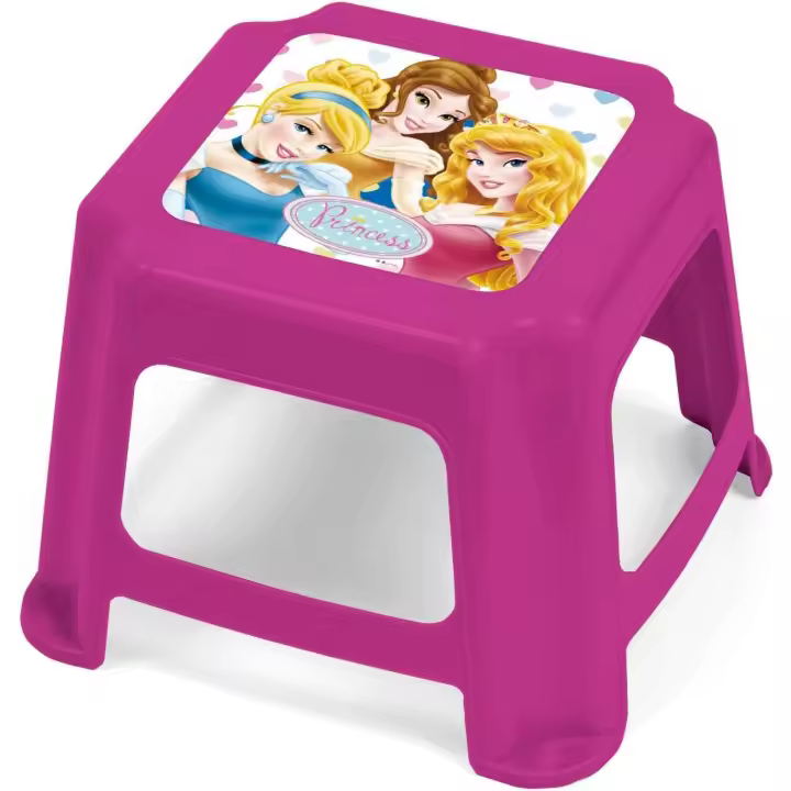 Arditex - Taburete bajo infantil apilable con dibujo PRINCESAS con asiento acolchado y con medidas de 27x27x21cm apto para baño, cocina, habitación, para interior o exterior - 1