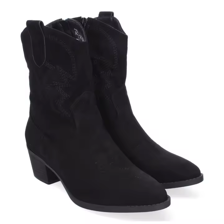 PuntoSalao Botines camperos para mujer tacón medio cómodo color negro YG803 - 1