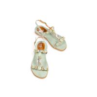 HLUNA - Sandalias planas Verde con plataforma Plantilla acolchada Sandalias Tira en T detalles de Adornos de Diamantes brillantes - Pulsera al tobillo de goma ajustable - ES07 - details 0