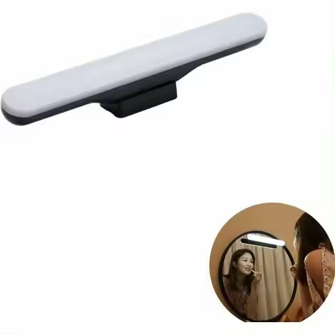 Lámpara de pared para baño, lámpara de lente inalámbrica sin orificio, luz LED de relleno para maquillaje, lámpara de escritorio, lámpara de escritorio recargable para baño, atenuación continua - 1
