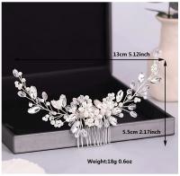 Peine De Novia Romántico Con Perlas Y Cristales Rhinestone Accesorio De Cabello Para Mujeres Fiesta Boda Joyería De Cabeza - details 4