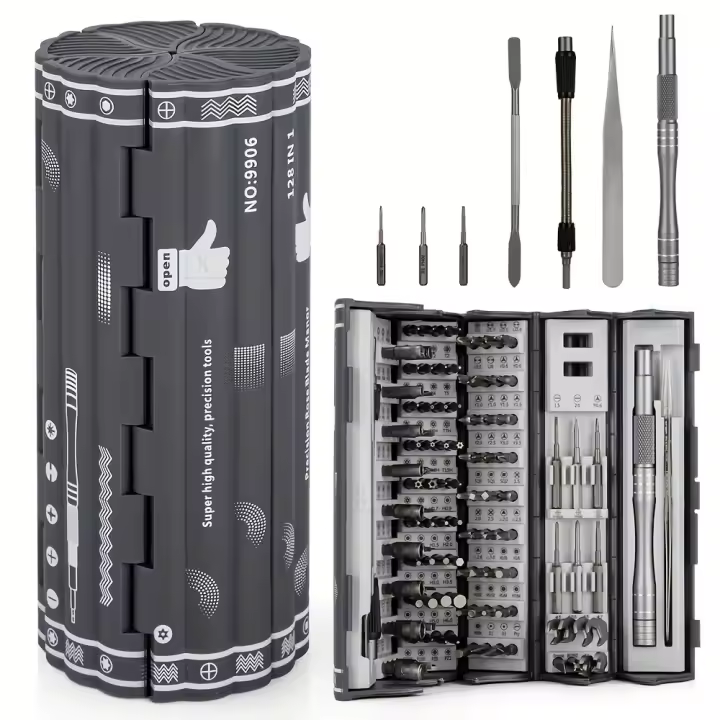 Kit De Destornilladores Precisi\u00f3n 128 En 1 Con Eje Flexible Magn\u00e9tico Herramienta Profesional Para PC iPhone Reloj C\u00e1mara Gafas OLOEY Multifuncional Antideslizante Cromo Vanadio - 1