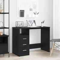 vidaXL Escritorio cajones madera contrachapada 102x50x76 cm en color Negro/Roble ahumado/Roble artisan y más | estructura resistente ideal para salón dormitorio o estudio - details 3