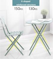 Juego de Mesa y sillas Plegables para balcón al Aire Libre de Tres Piezas, Juego de Mesa y sillas de Taberna para terraza de Acero, Juego de Muebles de Mesa y Silla Plegables de 3 Piezas - details 3