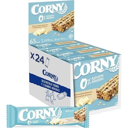 CORNY Barritas Cereales 0% Azúcar de Chocolate Blanco. 4 Packs de 6x20gr