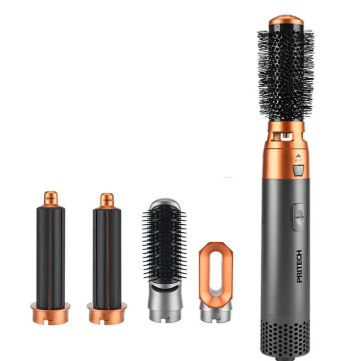 Secador de Pelo 5 en 1 con Cepillo de Aire Caliente, Secador de Un Solo Paso con Cabezales Intercambiables y Cepillo Giratorio, Tecnología Iónica Antiencrespamiento, 3 Velocidades + Función Aire Frío, Styling Profesional para Secar, Alisar, Dar Volumen