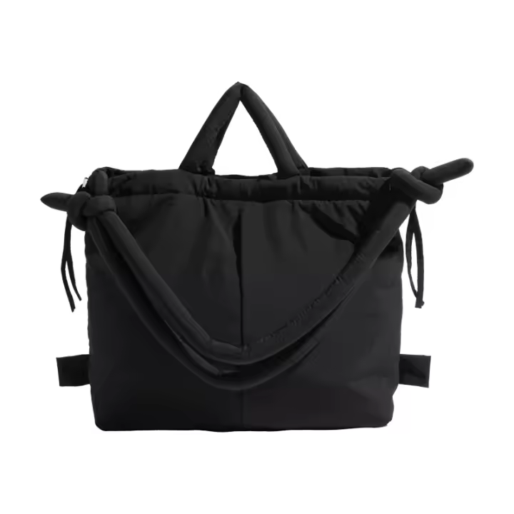 Bolso de mano acolchado de Nailon Negro grande para Mujer, Bolso de mano elegant with nude Cuadrado, Bolso de hombre simple informal - 1