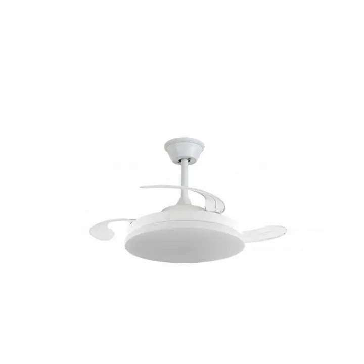 NARVI Ventilador de techo Blanco, Ø40 cm, palas retráctiles,Motor DC, Luz LED Regulable y Memoria. Con Mando. REF JAÉN 1835-40 - 1