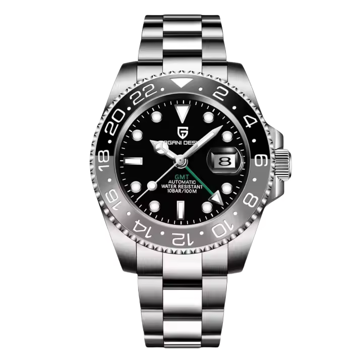 Reloj Mecánico Para Hombre PAGANI DESIGN PD-1662 Cristal De Zafiro Resistente Al Agua 100M GMT Marca Top Pulsera De Acero Inoxidable Marca PAGANI DESIGN - 1